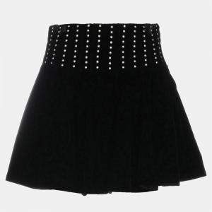 Saint Laurent Paris Black Velvet Studded Mini skirt M (FR 38)