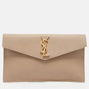 Saint Laurent Beige Leather Uptown Pouch