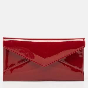 Saint Laurent Red Patent Leather Paloma Envelope Clutch