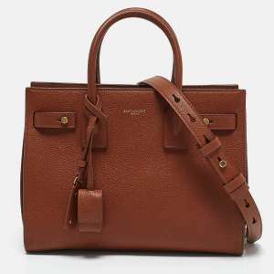 Saint Laurent Brown Leather Baby Classic Sac De Jour Tote