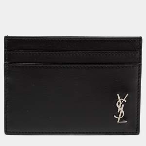 مملوكة مسبقًا Saint Laurent Black Leather Tiny Monogram Card Holder