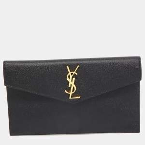 Saint Laurent Black Leather Medium Uptown Clutch