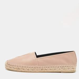 Saint Laurent Beige Leather Espadrille Loafers Size 38