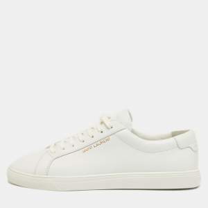 مملوكة مسبقًا Saint Laurent Andy Size 41 White Leather Lace Up Sneakers
