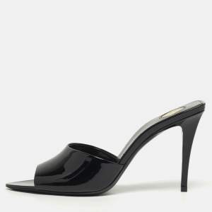 Pre Owned Saint Laurent Romy Size 39 Black Patent Leather Mules