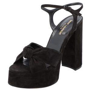 مملوكة مسبقًا Saint Laurent Black Suede Bianca Sandals Size EU 37