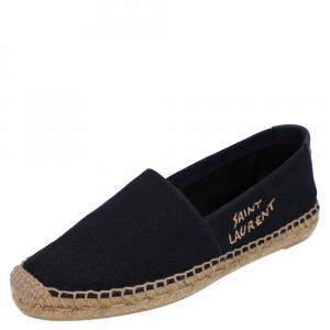 Pre Owned Saint Laurent Paris Black Canvas Espadrilles Size EU 40