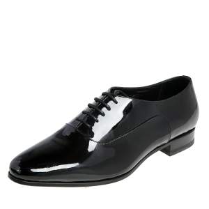 حذاء أوكسفورد سان لوران جلد لامع أسود رباط مقاس 37.5