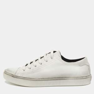 Saint Laurent White Leather Low Top Sneakers Size 37.5