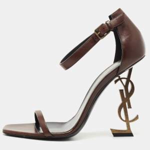 Saint Laurent Brown Leather Opyum Sandals Size 39