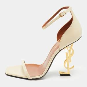 Saint Laurent Cream Leather  Opyum Sandals Size 39