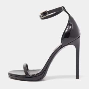 Saint Laurent Black Patent Leather Jane Sandals Size 35