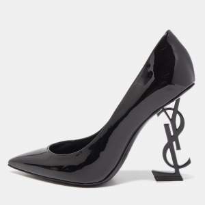 Saint Laurent Black Patent Leather Opyum Pointed Toe Pumps Size 36