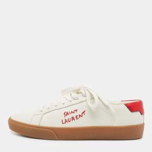 Saint Laurent White Leather Court Classic Sneakers Size 38