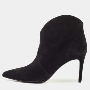 Saint Laurent Black Suede  Pointed Toe Ankle Booties Size 38