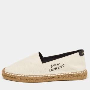 Saint Laurent  Cream Canvas and Leather Espadrille Flats Size 40