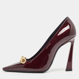 Saint Laurent Burgundy Patent Leather Chain Pumps Size 38