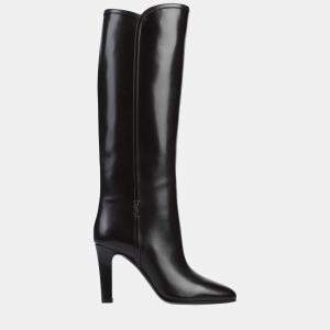 Saint Laurent Brown Calf Leather Over The Knee Boots 37