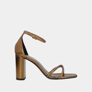 Saint Laurent Gold Leather Ankle Strap Sandals Size 36