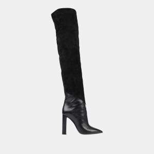 Saint Laurent Leather and Suede Over The Knee Boots 39