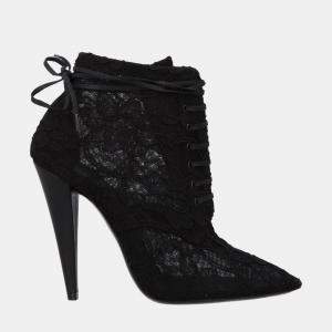 Saint Laurent Lace Pointed Toe Ankle Booties Size 39