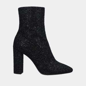 Saint Laurent Black Glitter Ankle Boots Size 37