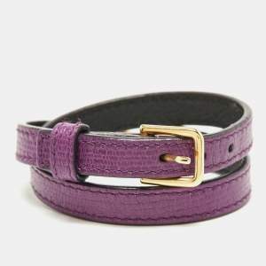 Saint Laurent Paris Chyc Leather Gold Tone Bracelet