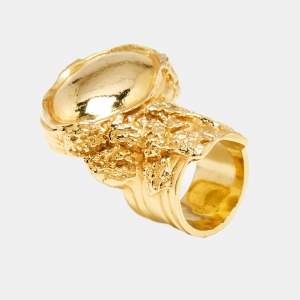 Saint Laurent Ovale Arty Gold Tone Ring Size 52