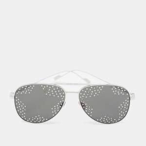 Saint Laurent Paris Silver Tone/Grey SL193T Crystal Aviator Sunglasses