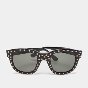 Saint Laurent Black SL100 Lou Studded Square Sunglasses