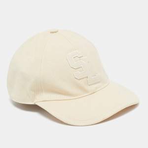 Saint Laurent Paris Beige SL Applique Cotton Baseball Cap 59 cm
