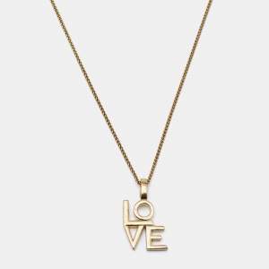 Saint Laurent Love Gold Tone Pendant Necklace