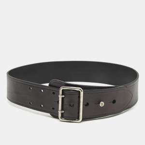 Saint Laurent Black Leather Buckle Waist Belt 75CM