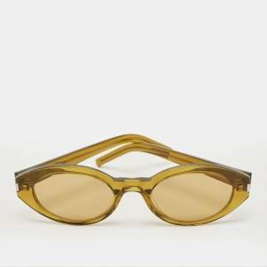 Pre Owned Saint Laurent Green SD567 Oval Sunglasses