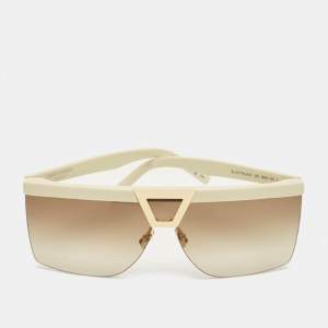 Pre Owned Saint Laurent Off White/Brown Gradient SL 537 Palace Shield Sunglasses