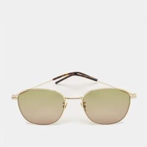 Pre Owned Saint Laurent Green/Gold Tone Gradient SL 273/K Square Sunglasses