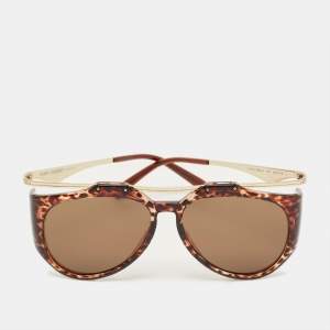 مملوكة مسبقًا Saint Laurent Tortoise Brown/Gold Tone SL M137 Amelia Frame Aviator Sunglasses