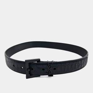 مملوكة مسبقًا Saint Laurent Paris Black Leather Belt