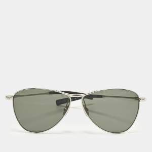 Pre Owned Saint Laurent Black/Silver Tone SL 831 Vesper Aviator Sunglasses