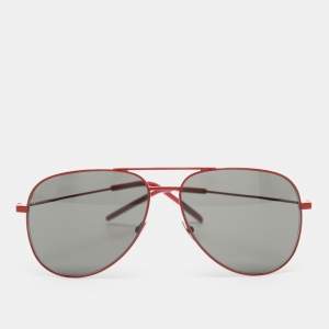 Pre Owned Saint Laurent Grey/Red Classic 11 Aviator Sunglasses