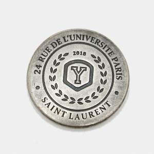 Pre Owned Saint Laurent Paris Silver Tone Medallion Pin Brooch