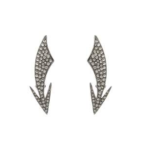 مملوكة مسبقًا Saint Laurent Paris Crystal Embedded Arrow Silver Tone Clip-on Earrings