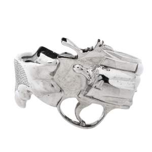 Pre Owned Saint Laurent Paris Silver Tone Revolver Cuff Bracelet