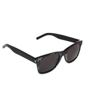 Saint Laurent Multicolor/Grey SL51 Crystal Embellished Square Sunglasses