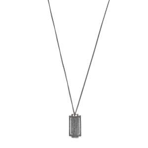 Pre Owned Saint Laurent Paris Gunmetal Tone Razor Blade Pendant Necklace