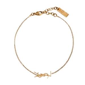 Pre Owned Saint Laurent Paris Rose Gold Tone Opyum Charm Chain Bracelet