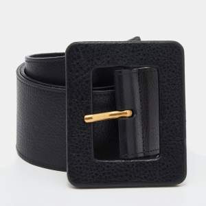 مملوكة مسبقًا Saint Laurent Black Leather Waist Belt 75cm