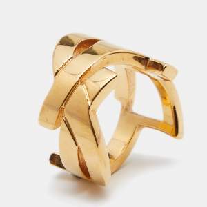 مملوكة مسبقًا Saint Laurent Cassandre Gold Tone Ring Size 52