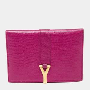 Saint Laurent Fuchsia Leather Y Ligne Passport Cover