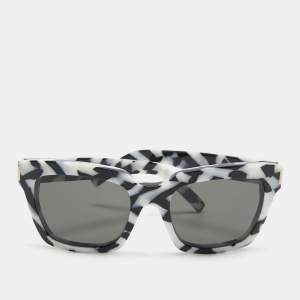 Saint Laurent Black/White BOLD1 Printed Dynasty Square Sunglasses